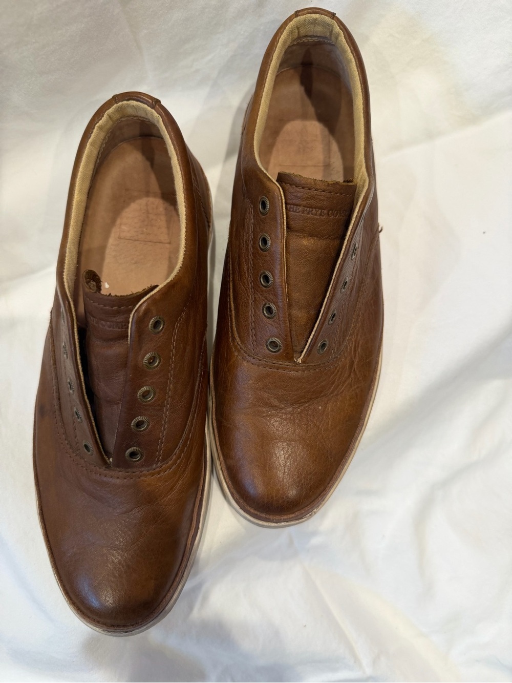 Brown Leather Slip-On Women Shoes